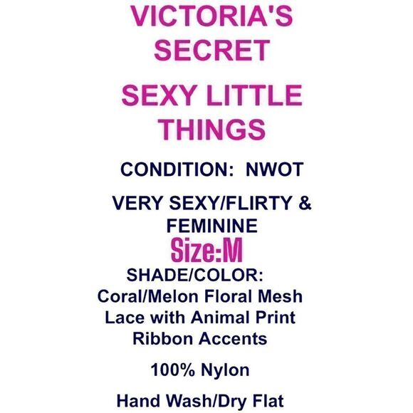 VICTORIA'S SECRET SEXY LITTLE THINGS VERY SEXY/FLIRTY &
FEMININE Coral/M… - Picture 5 of 17